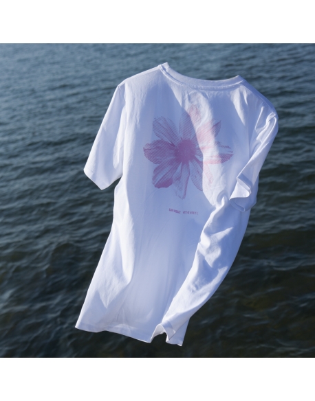 SLASH TEE WHITE FLOWER PINK